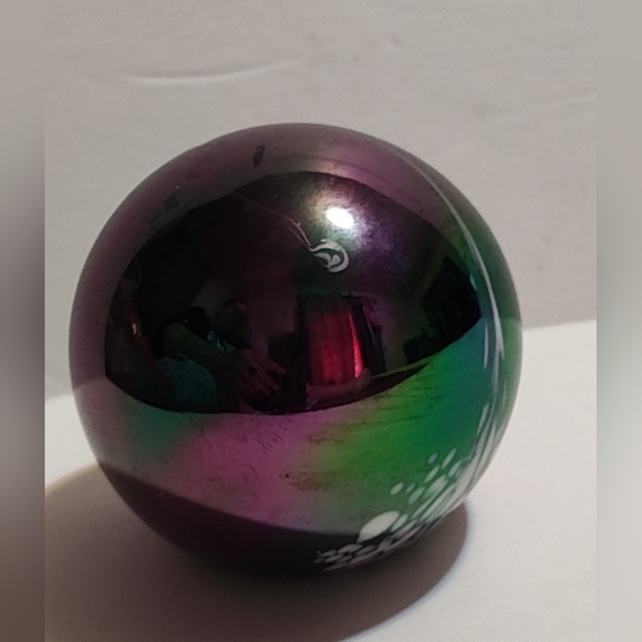 Balos Chicago Art Glass Round Mini Paperweight Iridescent Volcanic Ash‎ Metallic - Picture 1 of 5